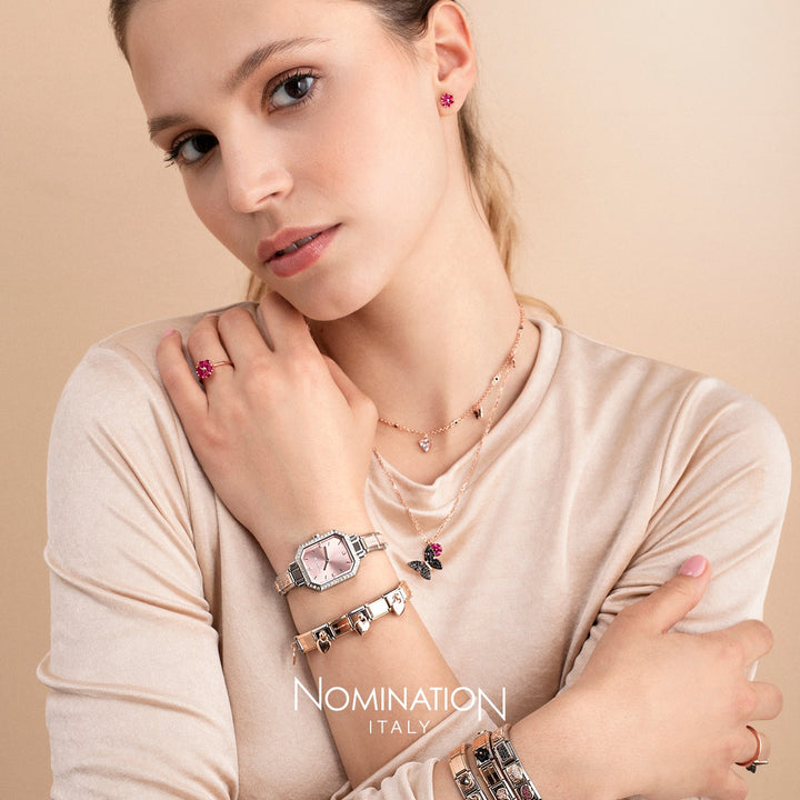 Nomination Rose Gold Turquoise Mother of Pearl Flower Charm