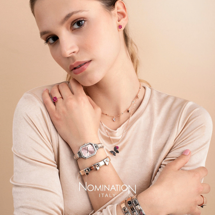 Nomination Rose Gold Turquoise Mother of Pearl Flower Charm