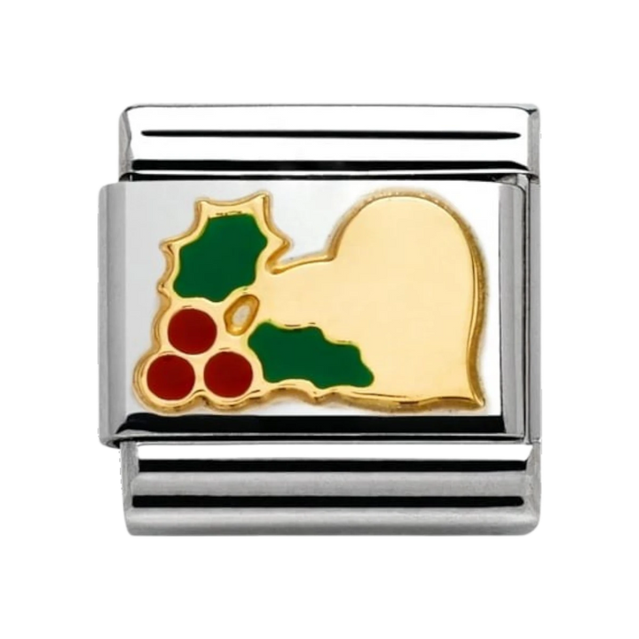 Nomination Classic Gold and Enamel Heart with Holly Charm 030225/23