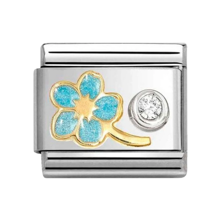 Nomination Classic Gold Light Blue Forget-Me-Not and Zirconia Charm 630302_09