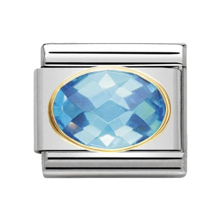 Nomination Classic Faceted Light Blue Zirconia Charm - 18k Gold Setting