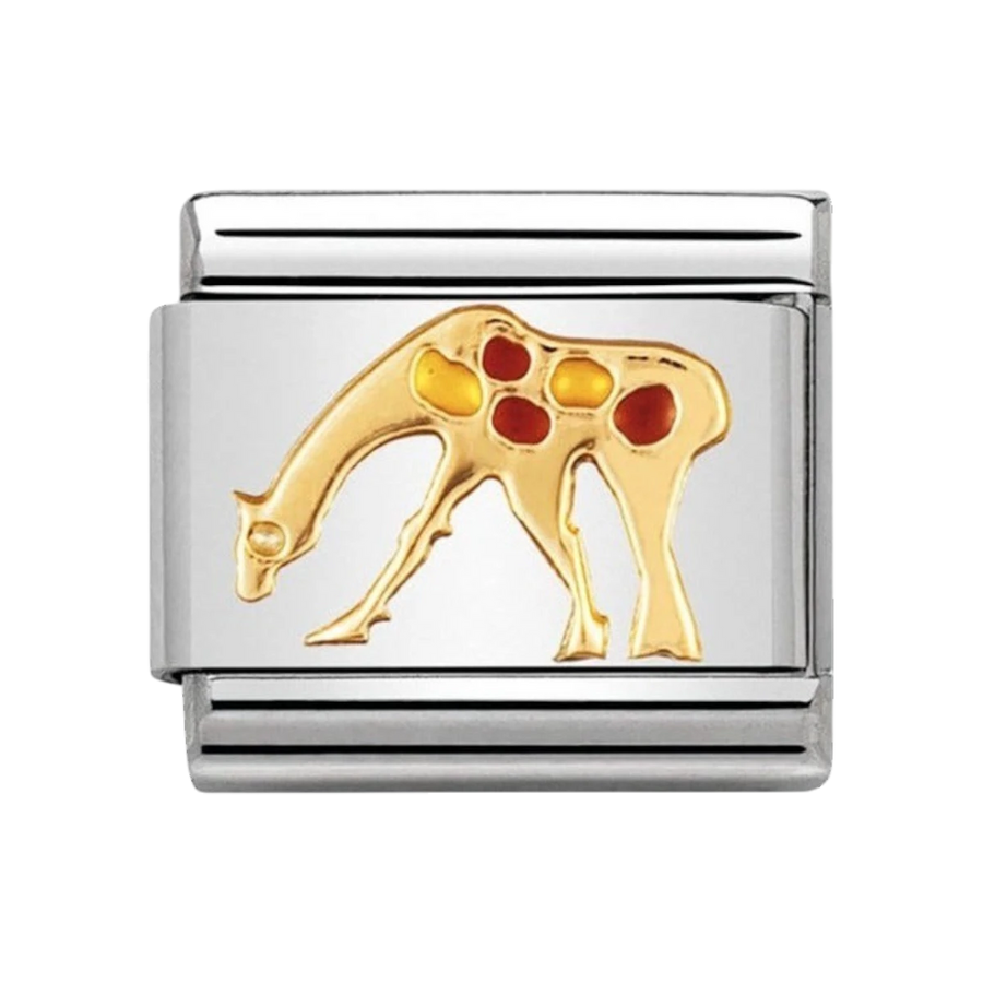 Nomination Classic Gold and Orange Enamel Giraffe Charm