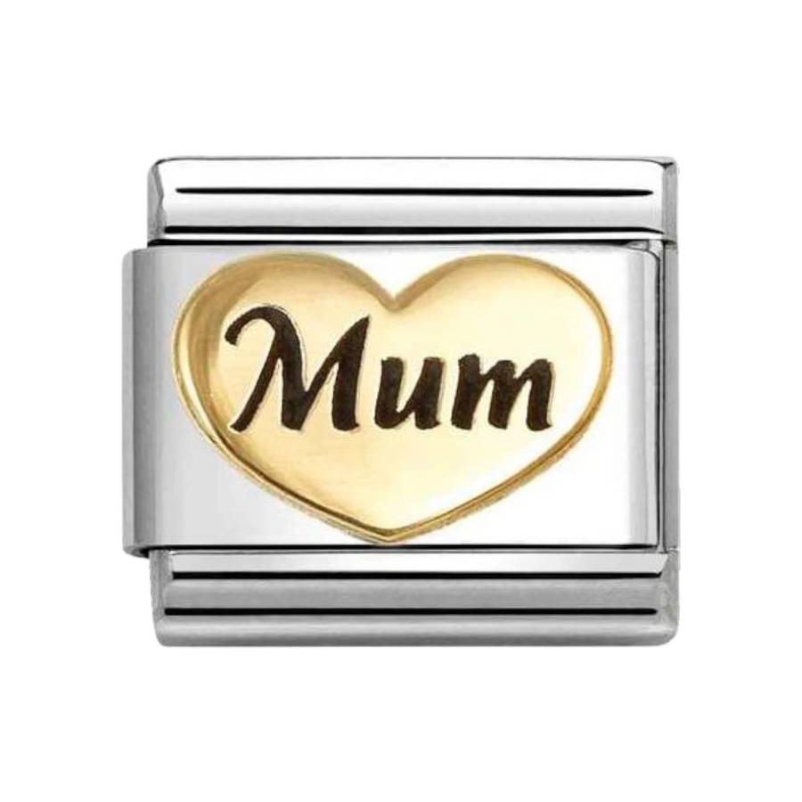 Nomination Classic Gold and Enamel Mum Heart Charm. Item code 030285/80