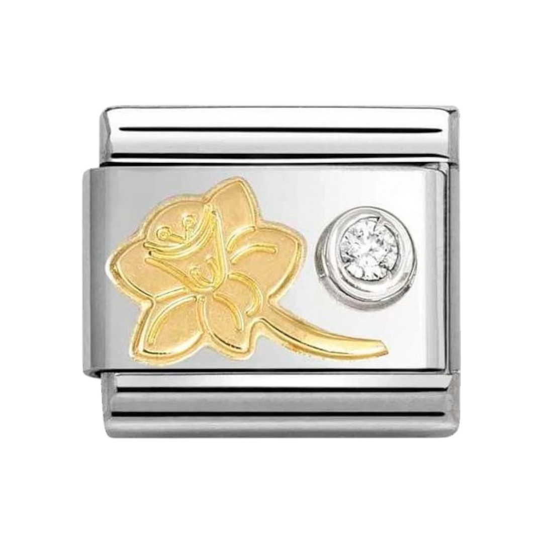Nomination Classic Gold and Silver Narcissus and Zirconia Charm 630301/05