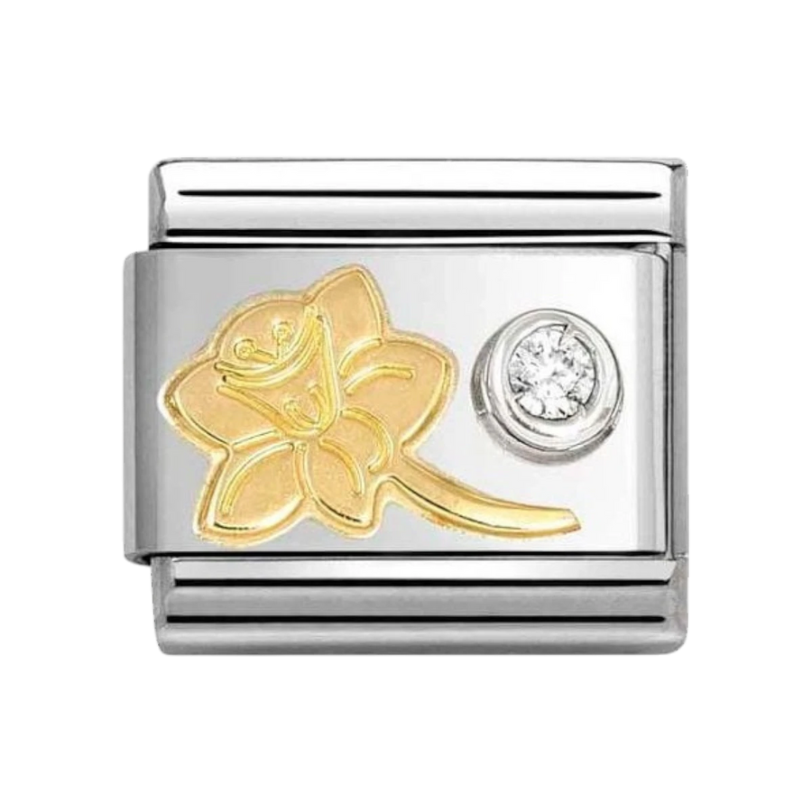 Nomination Classic Gold and Silver Narcissus and Zirconia Charm 630301/05