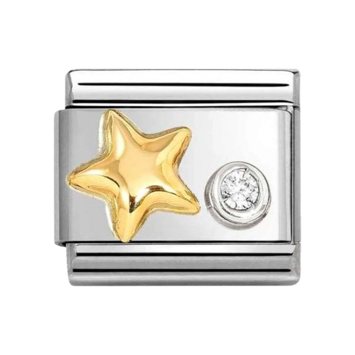 Nomination Classic Gold and Silver Raised Star and Zirconia Charm 630301/01