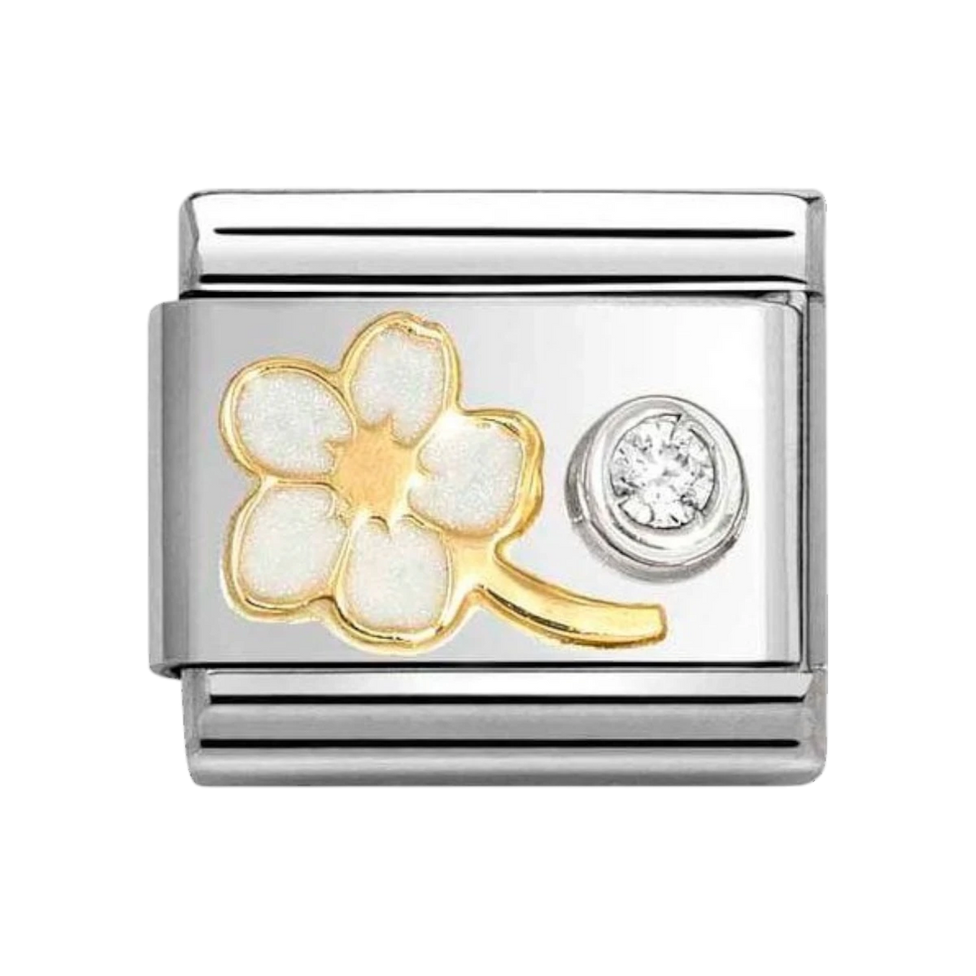 Nomination Classic Gold White Forget-Me-Not and Zirconia Charm 630302_10