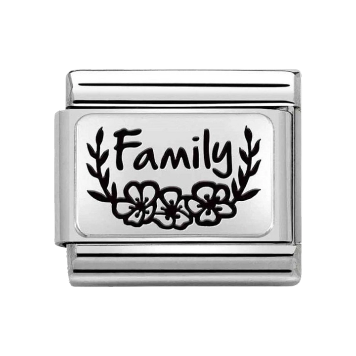 Nomination Classic Flowers Charm - Sterling Silver and Black Enamel Family 330111_33