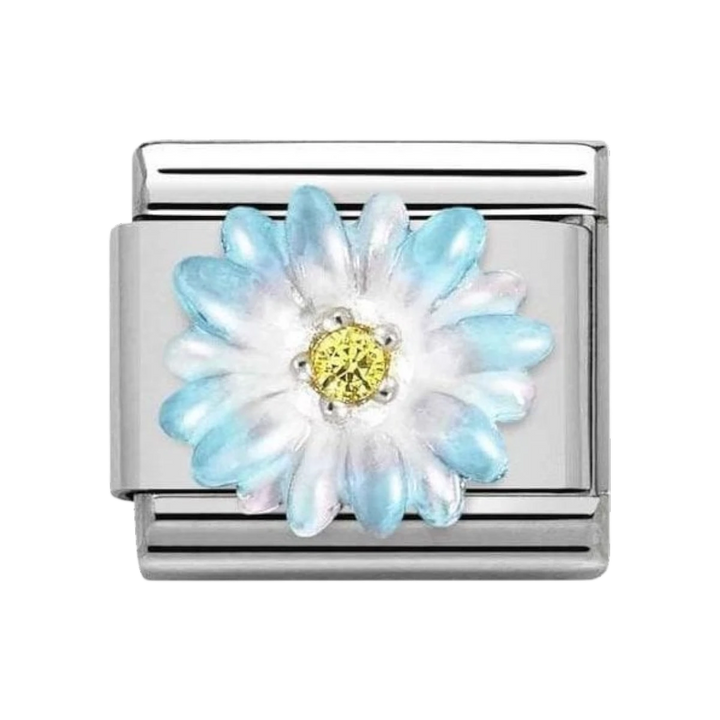 Nomination Composable Classic Symbols - Sterling Silver Enamel and Cubic Zirconia Light Blue Flower