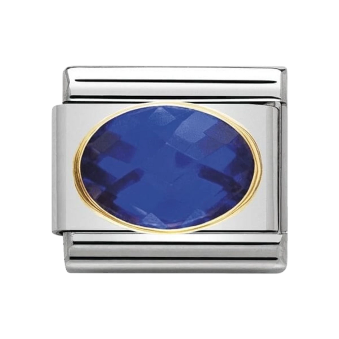 Nomination Classic Faceted Cubic Zirconia Charm - Stainless Steel and 18k Gold Blue