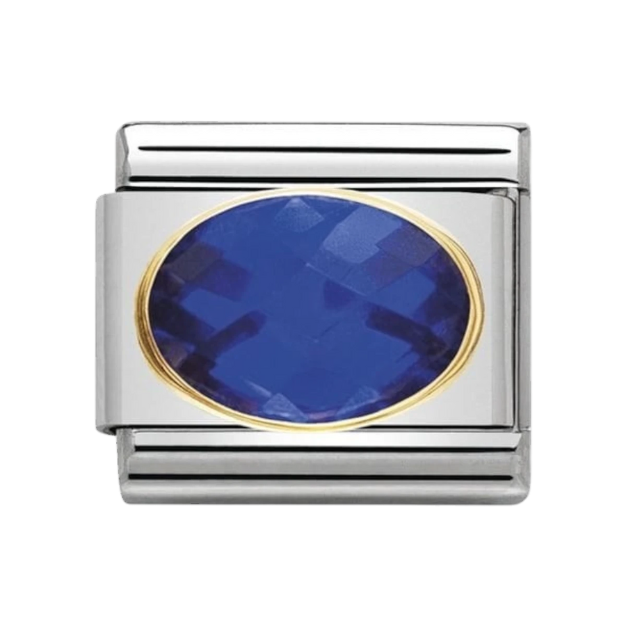 Nomination Classic Faceted Cubic Zirconia Charm - Stainless Steel and 18k Gold Blue