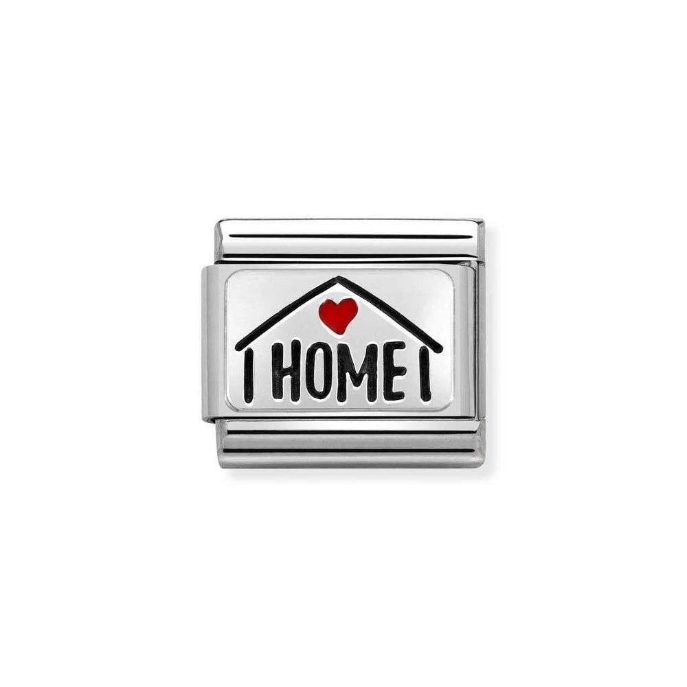NOMINATION Composable Classic OXIDIZED PLATES in Steel, Enamel and 925 Silver Home with Heart 330208_54