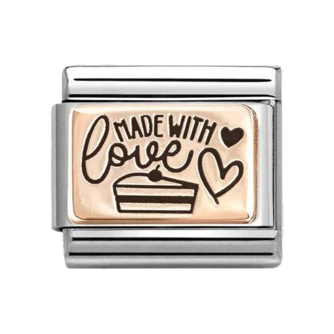 Nomination 9k Rose Gold Writing Charm - Made with Love 430111/24