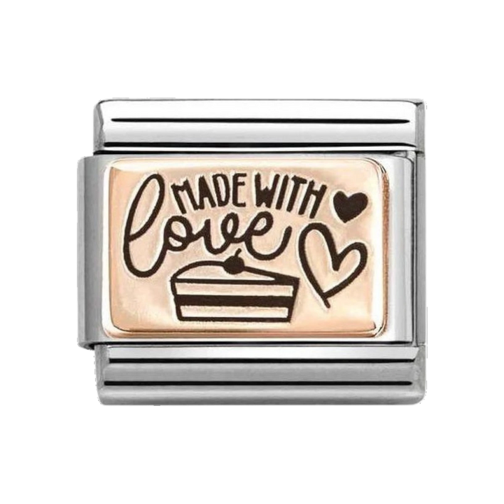 Nomination 9k Rose Gold Writing Charm - Made with Love 430111/24