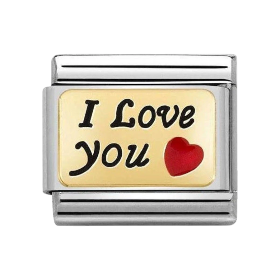 NOMINATION Composable Classic PLATES Steel, Enamel and 18K Gold I Love You  030284_55