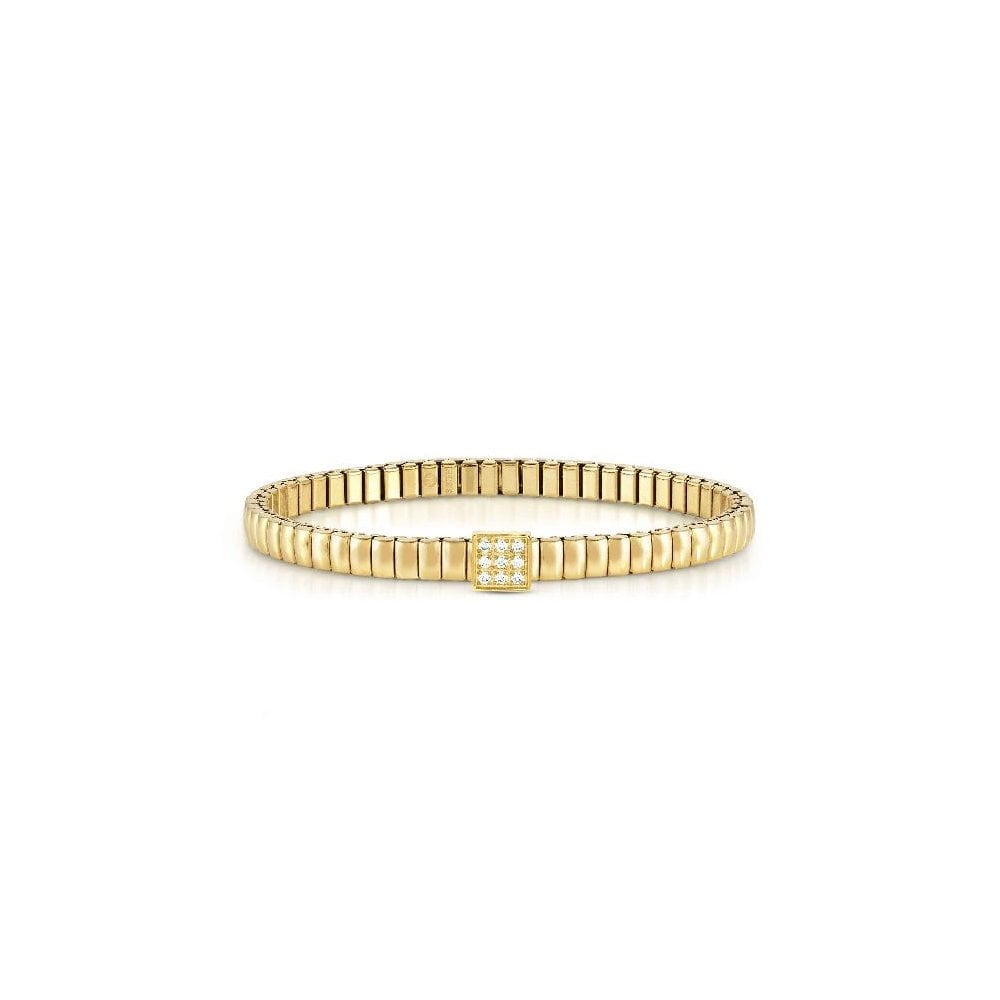 Nomination Extension Style Bracelet - Stainless Steel Yellow Gold and Zirconia Square