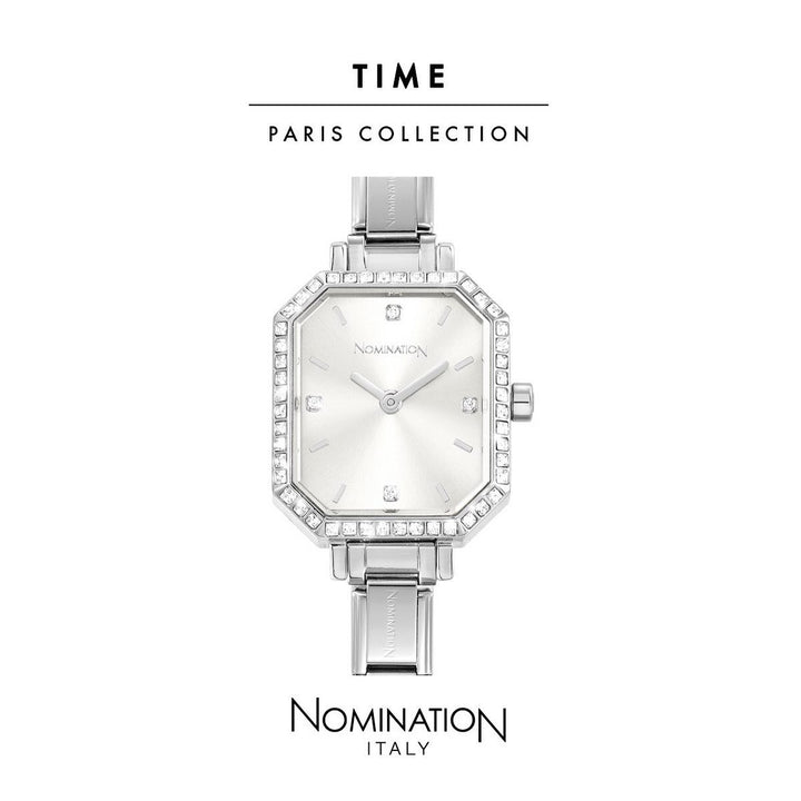 Nomination Watch Rectangular Silver with Zirconia Surround