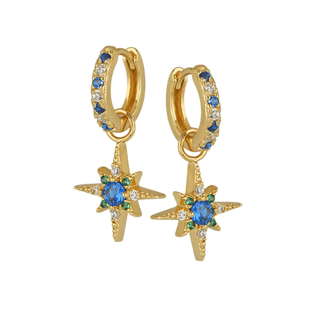 Nova North Star Earrings Sapphire Emerald Zirconia