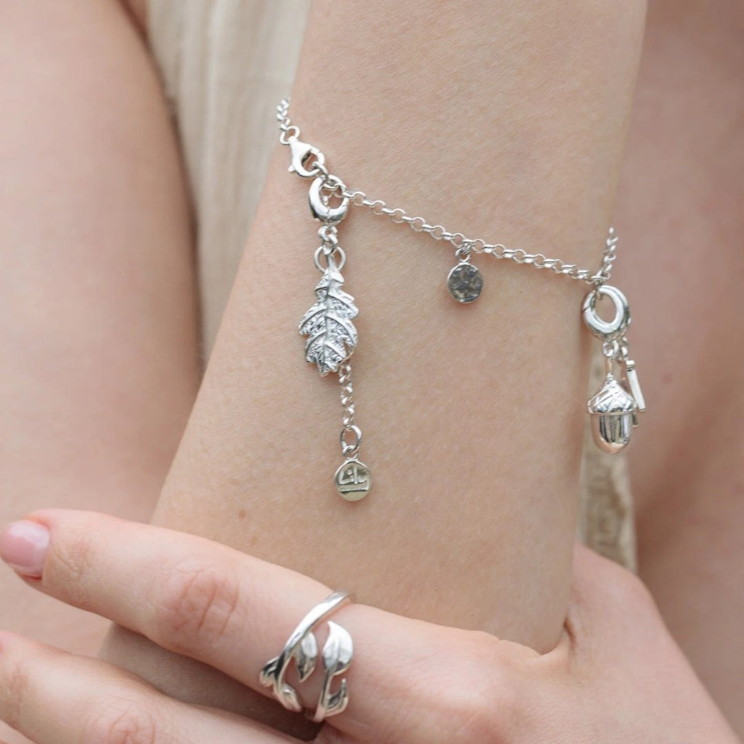 Lily Charmed Three Station Charm Bracelet Silver - item number CBRS3STN