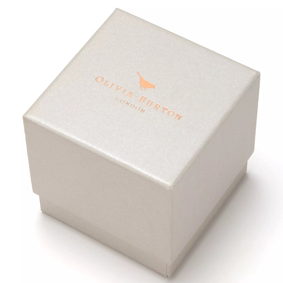 Olivia Burton Guilloche Metallic White and Carnation Gold Bracelet Watch