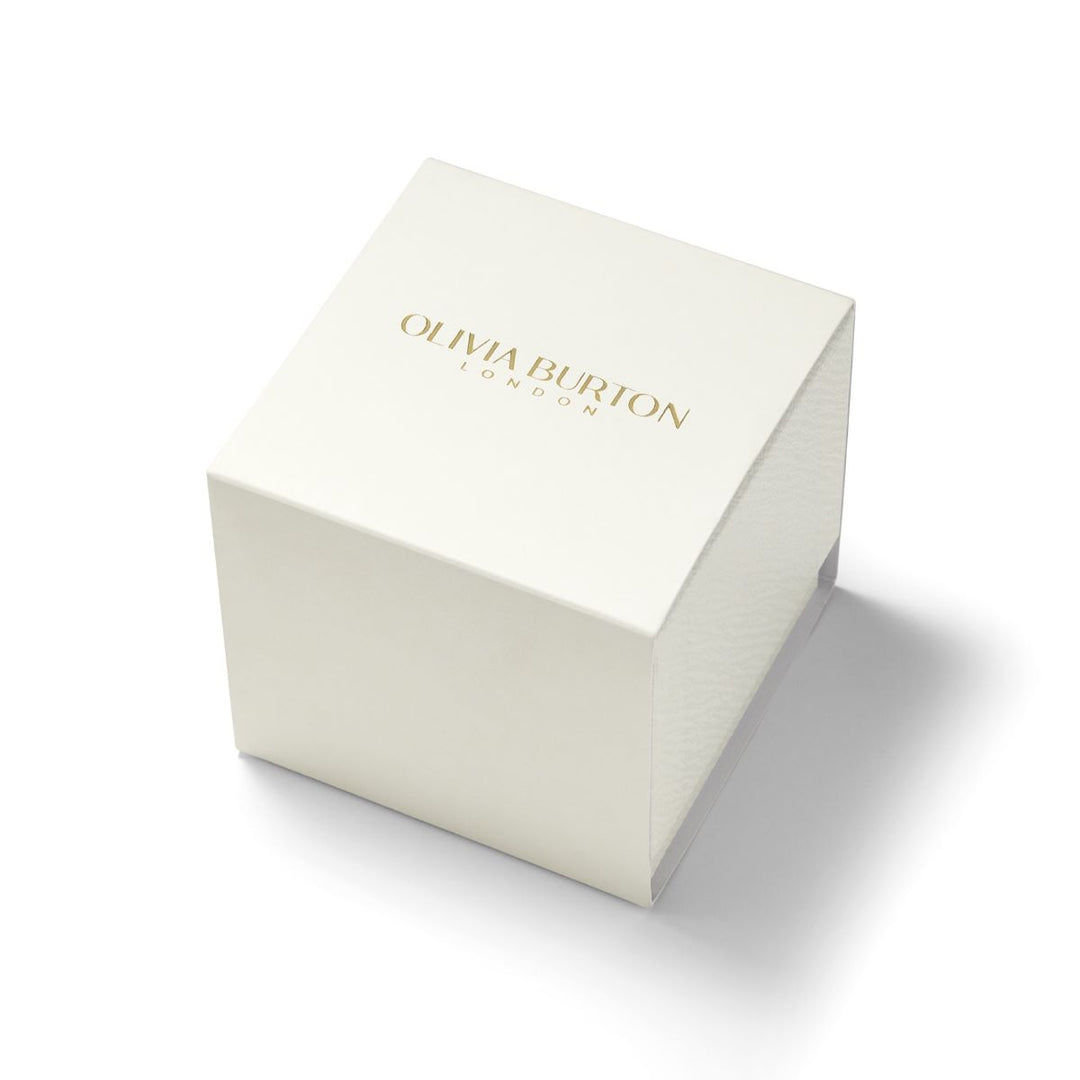 Olivia Burton Signature Butterfly Ultra Slim Silver and Nude Leather Strap Watch