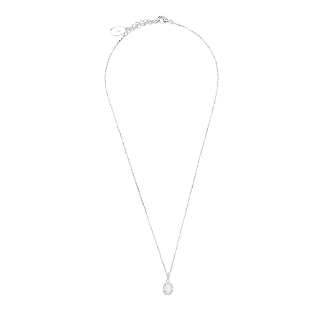 Georgini Opal Glow Blackwattle White Created Opal Pendant - Silver