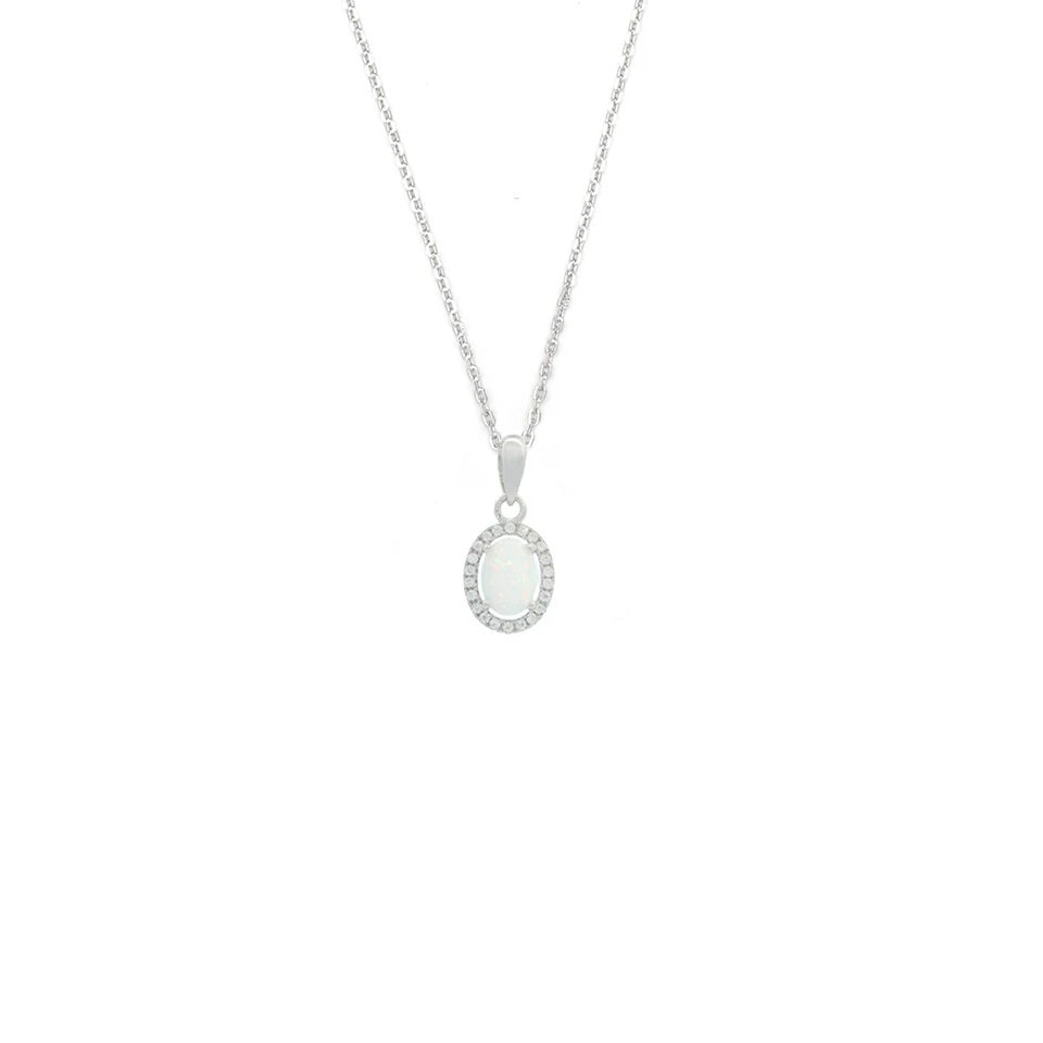 Georgini Opal Glow Blackwattle White Created Opal Pendant - Silver