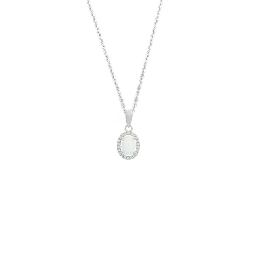 Georgini Opal Glow Blackwattle White Created Opal Pendant - Silver