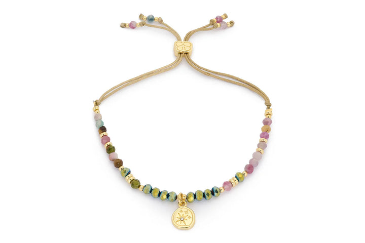 Boho Betty Opulent Tourmaline Gold Slider Bead Bracelet