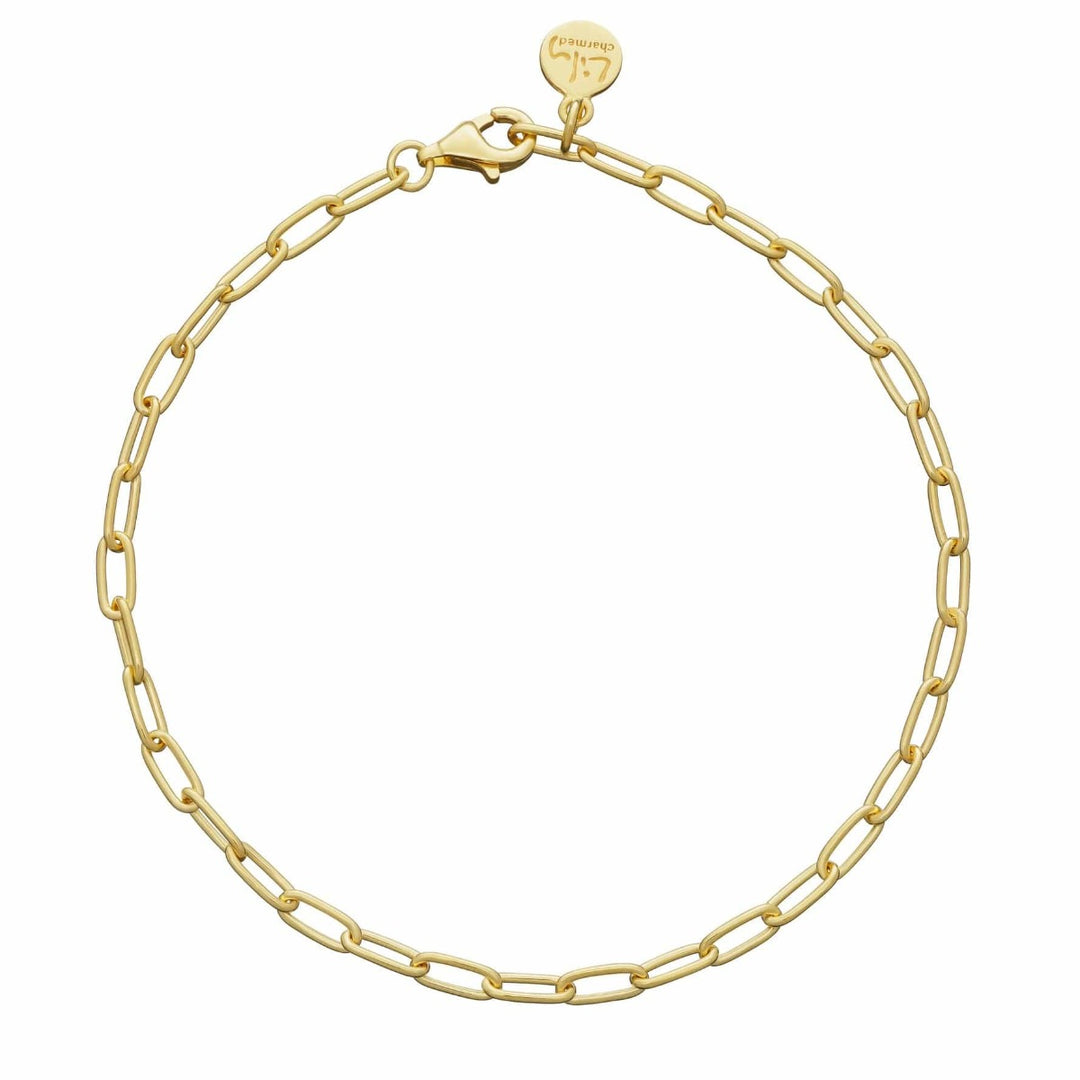 Lily Charmed Oval Link Charm Bracelet Gold