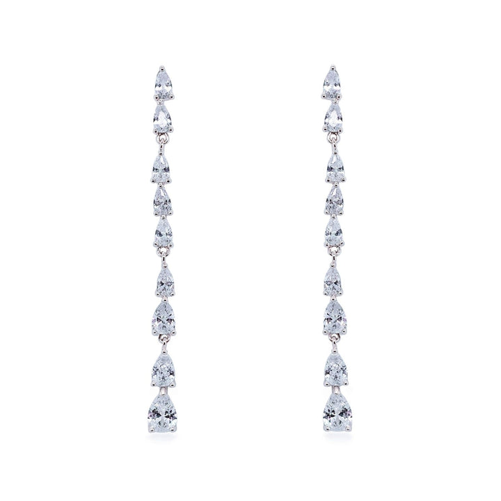 Ivory & Co Paris Crystal Long Drop Rhodium Earrings