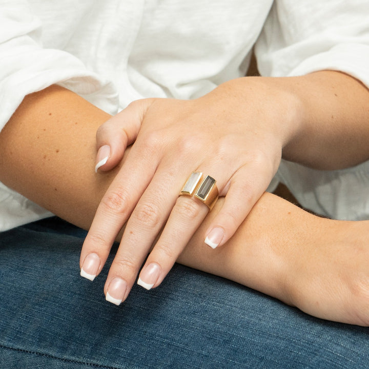 Sarah Alexander Park Lane Double Gemstone Bar Contemporary Ring