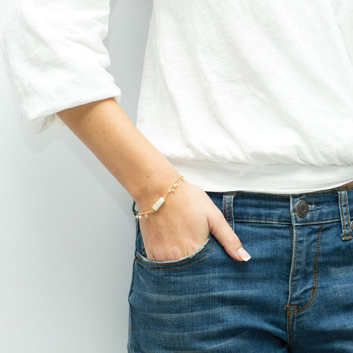 Sarah Alexander Pebble Bay White Druzy and Gem Bead Bracelet