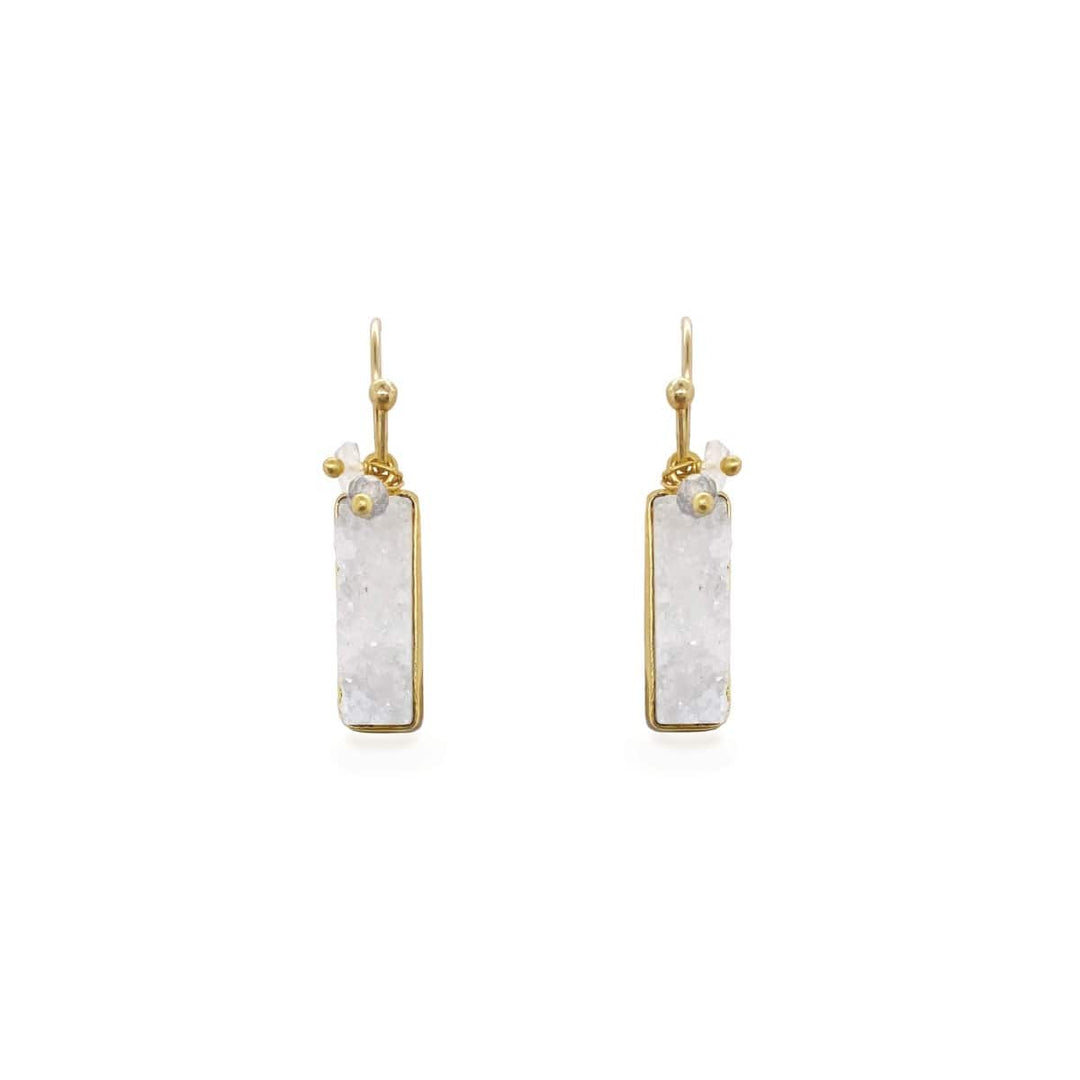 Sarah Alexander Pebble Bay White Druzy and Gem Bead Earrings