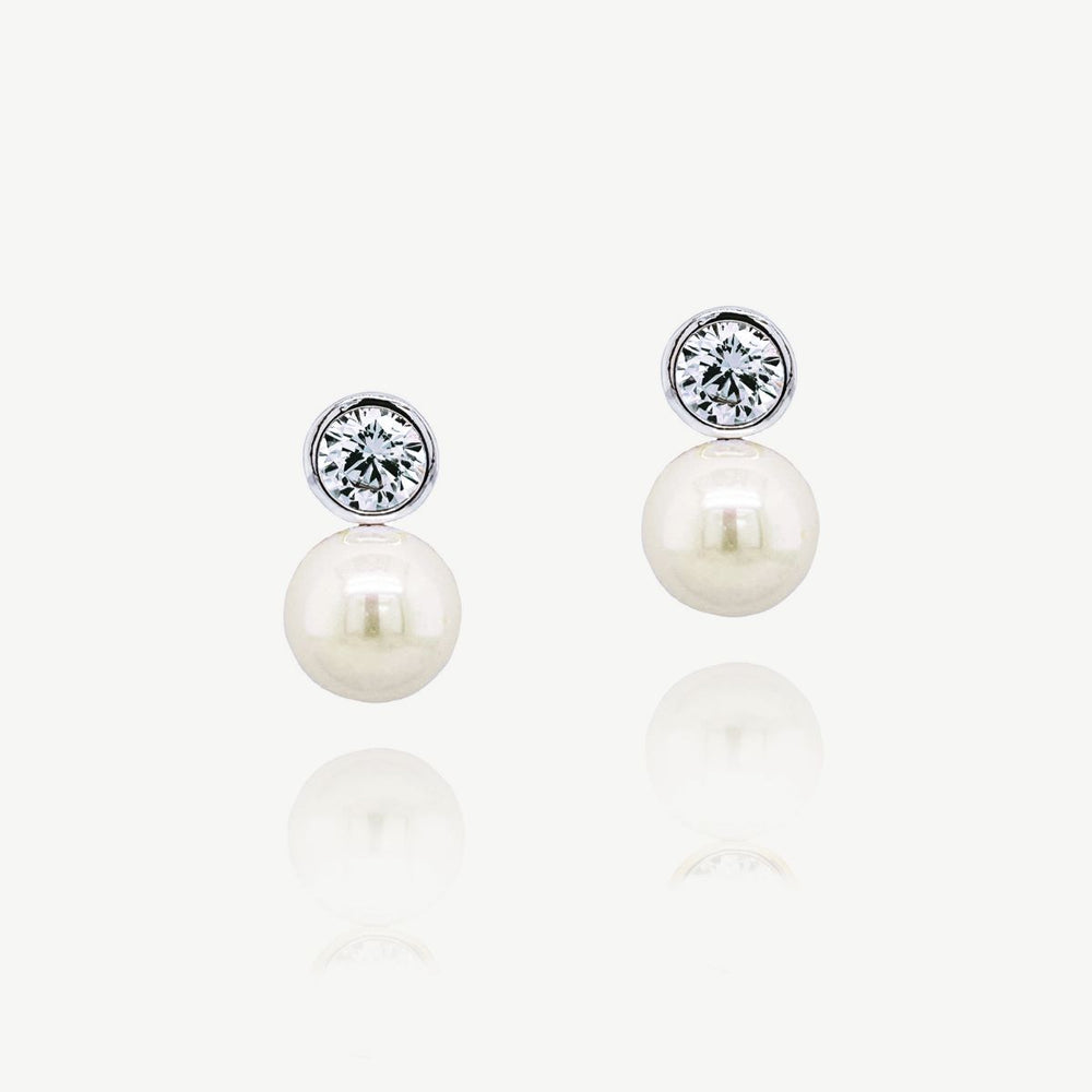 Ivory & Co Portland Solitaire Crystal Pearl Earrings - PortlandEarrings