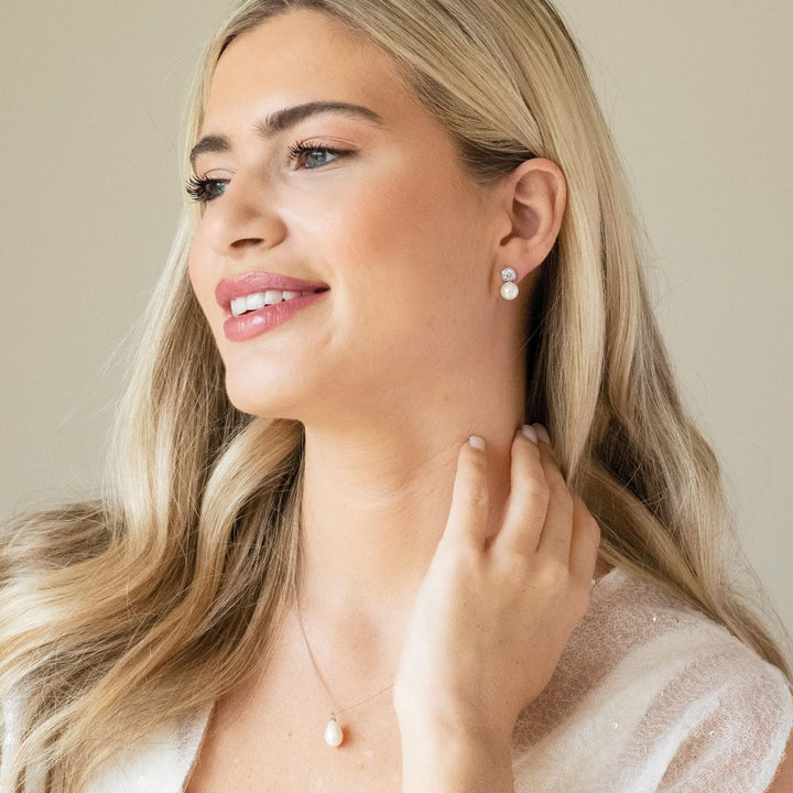 Ivory & Co Portland Solitaire Crystal Pearl Earrings - PortlandEarrings