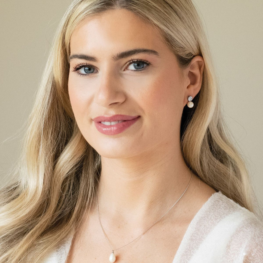 Ivory & Co Portland Solitaire Crystal Pearl Earrings - PortlandEarrings