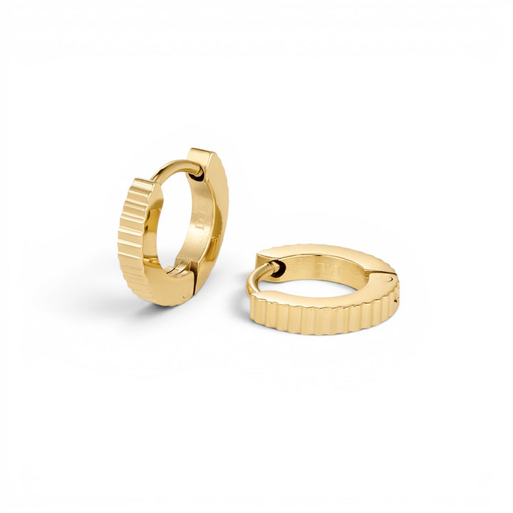D.Louise Mini Pleat Gold Huggie Hoop Earrings