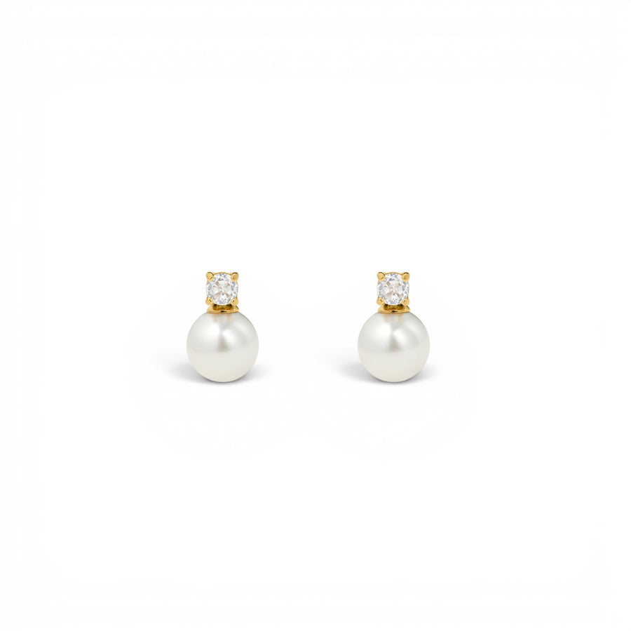 D.Louise Bridal Gold Pearl Stud Earrings