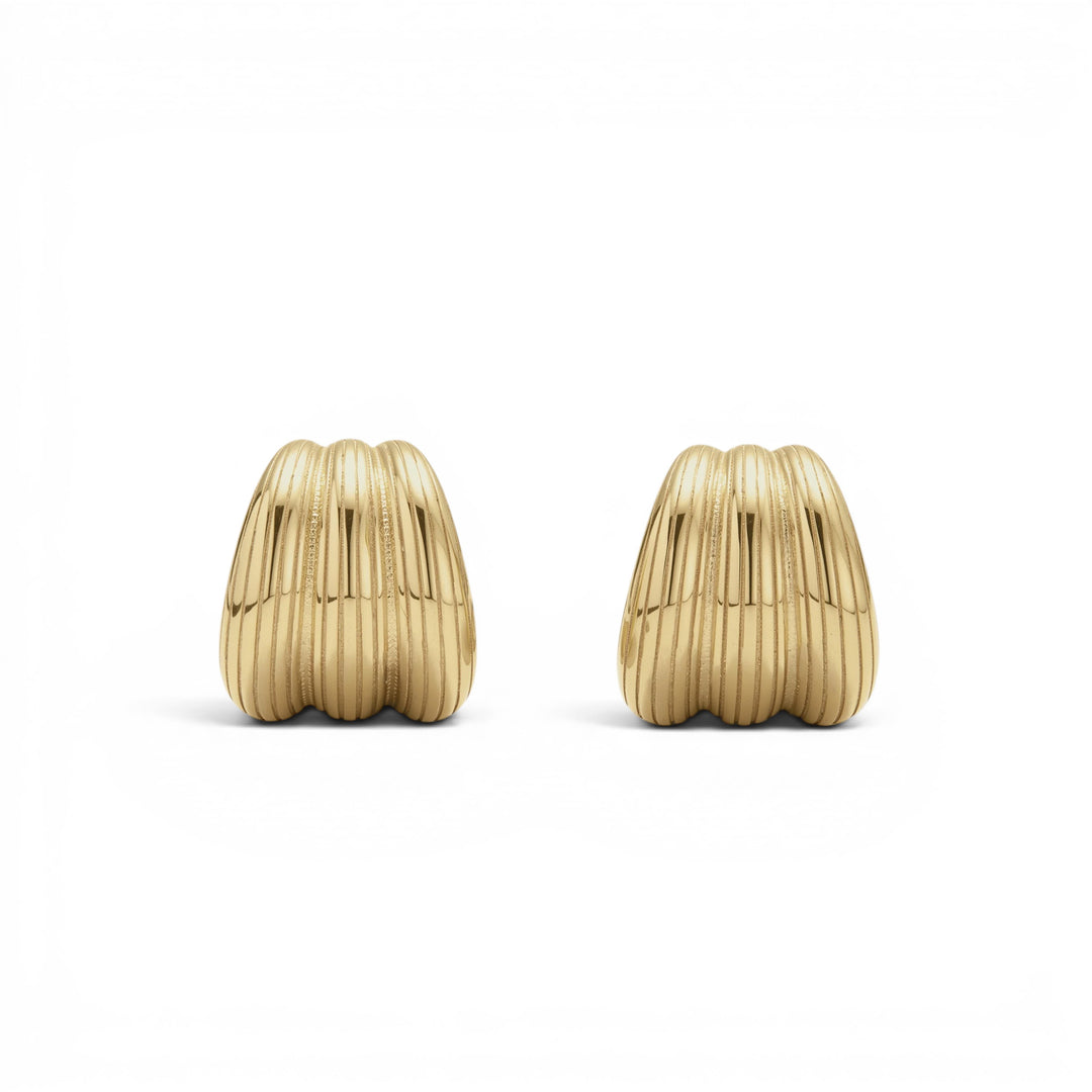 D.Louise Ribbed Small Gold Hoop Earrings