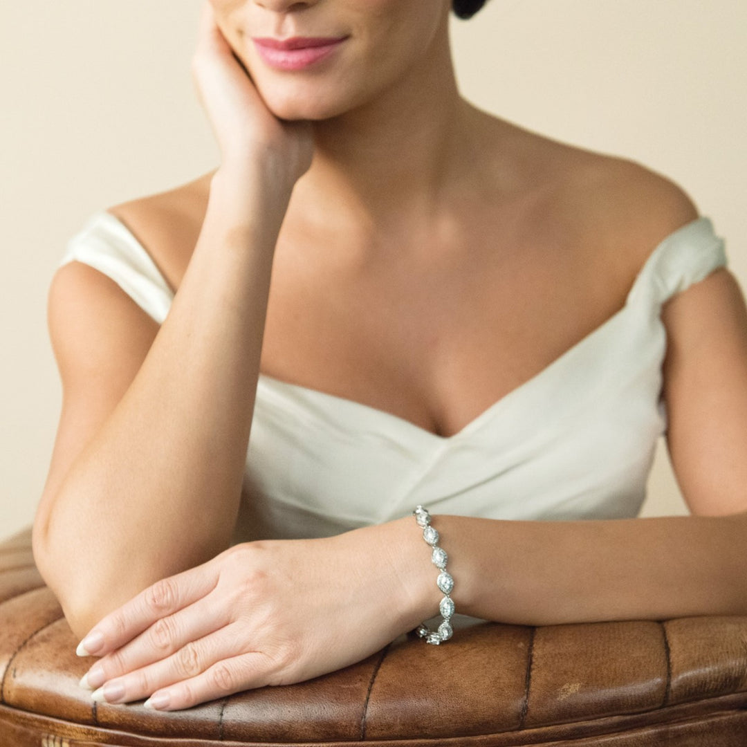 Ivory & Co Promise Crystal Marquise Cut Rhodium Bracelet