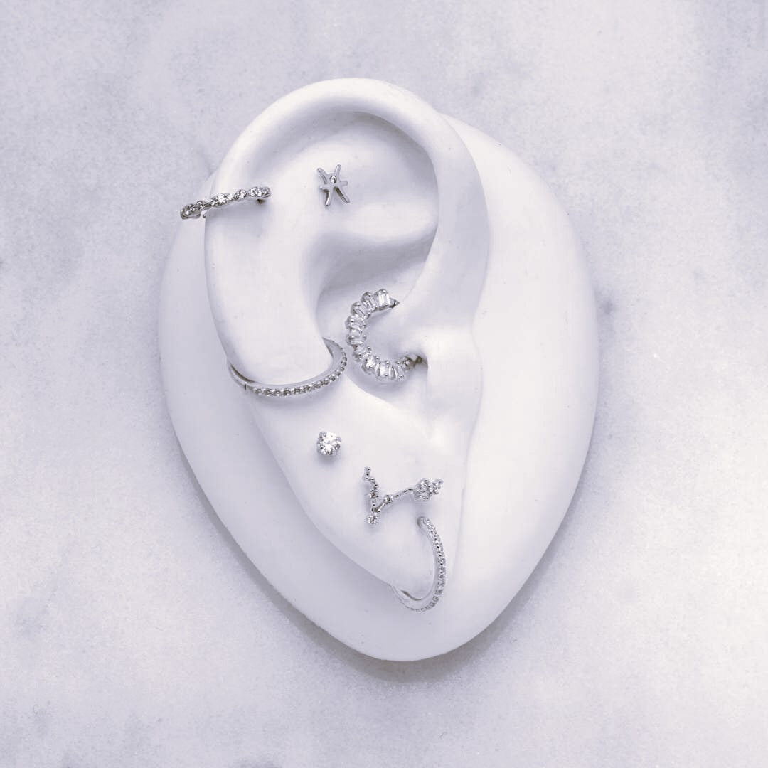 Tish Lyon 14ct White Gold Prong Set Gem Threadless Labret Single Earring