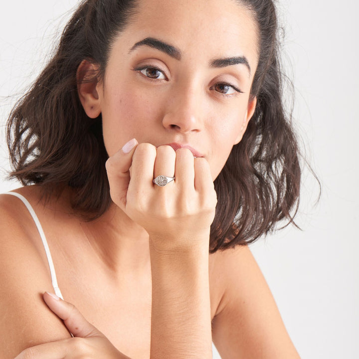 Ania Haie Emblem Adjustable Signet Ring - Silver R009-03H