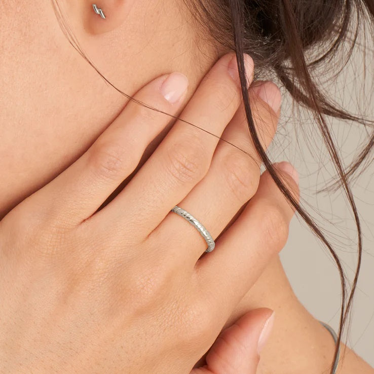 Ania Haie Silver Smooth Twist Thin Band Adjustable Ring - R038-01H