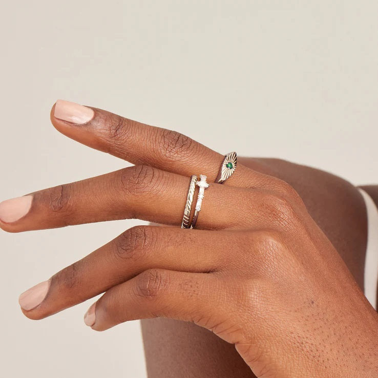 Ania Haie Silver Smooth Twist Thin Band Adjustable Ring - R038-01H