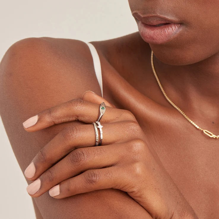 Ania Haie Silver Smooth Twist Thin Band Adjustable Ring - R038-01H