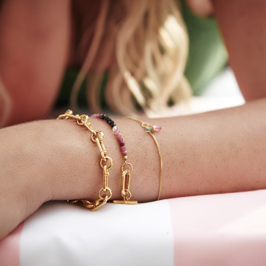 Rachel Jackson Watermelon Mini T-Bar Bracelet Gold TBB2WMGP