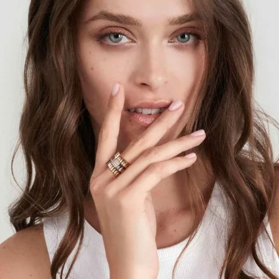 Nomination Extension Style Ring Steel and Cubic Zirconia Square 046000_056