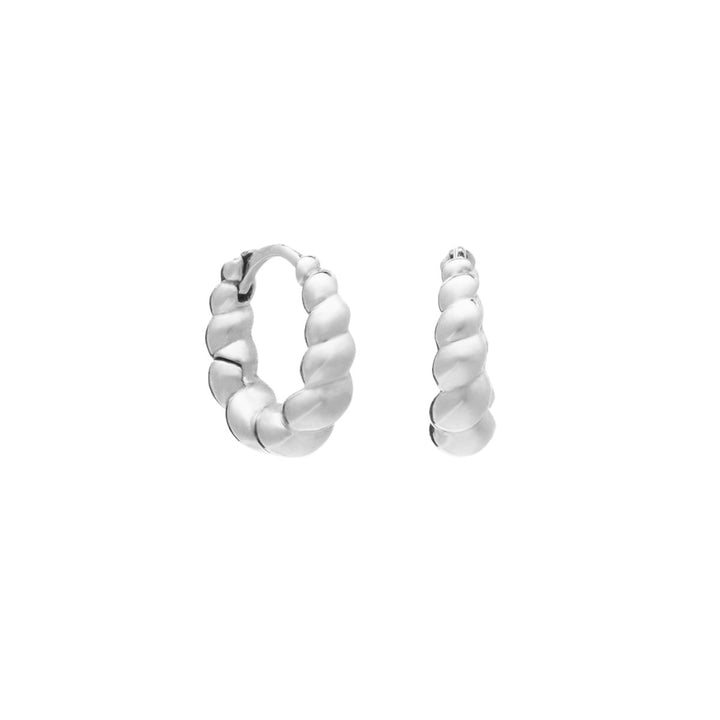 Rachel Jackson Chubby Twisted Huggie Hoop Earrings Silver ESSE27S
