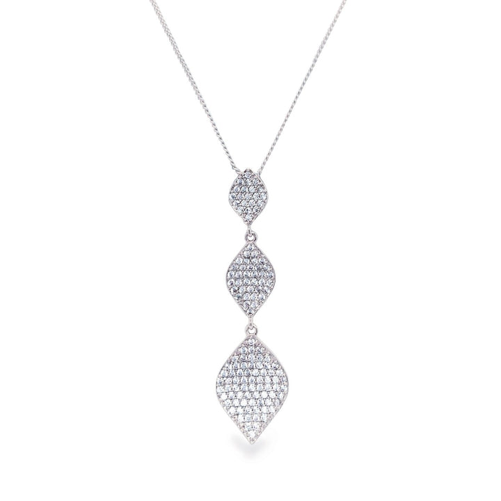 Ivory & Co Rochelle Crystal Pave Triple Drop Rhodium Pendant
